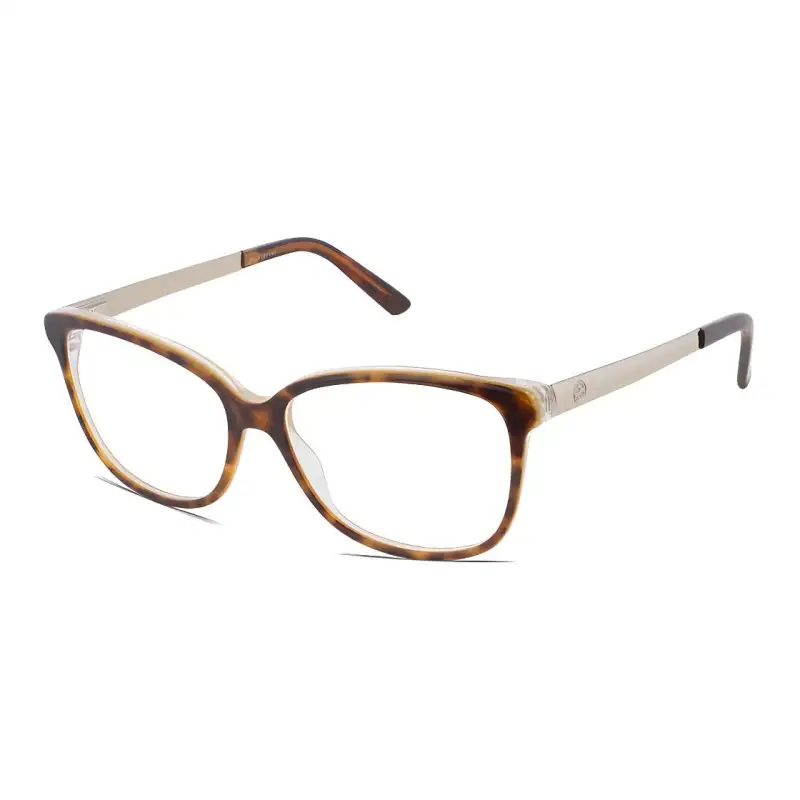 GUCCI Plate Frame Rectangular Prescription Glasses Unisex Brown