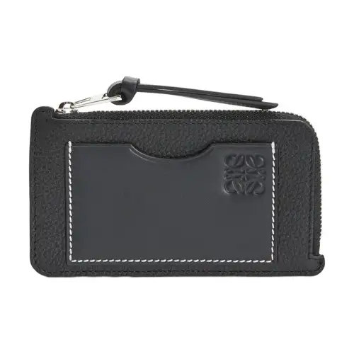 LOEWE Soft Grain Cow Leather Card Holder Women's Black