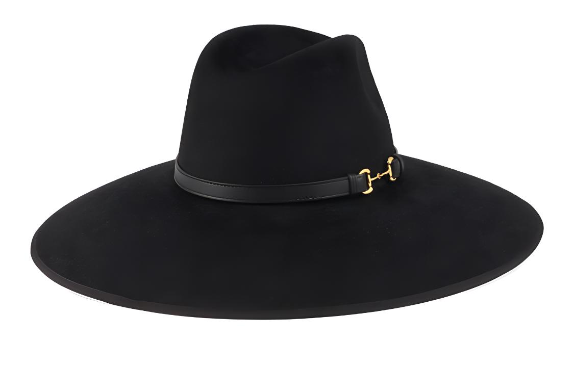 GUCCI Wide Band Horsebit Rabbit Fur, Cotton Top Hats Men's Black