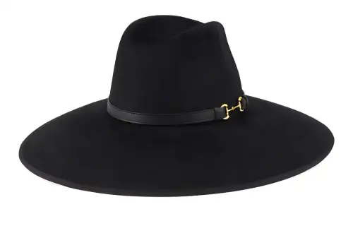 GUCCI Wide Band Horsebit Rabbit Fur, Cotton Top Hats Men's Black