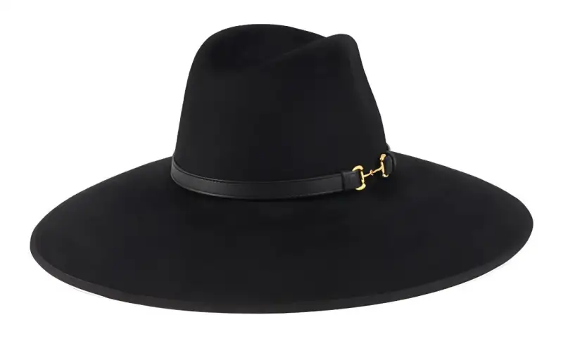 GUCCI Wide Band Horsebit Rabbit Fur, Cotton Top Hats Men's Black