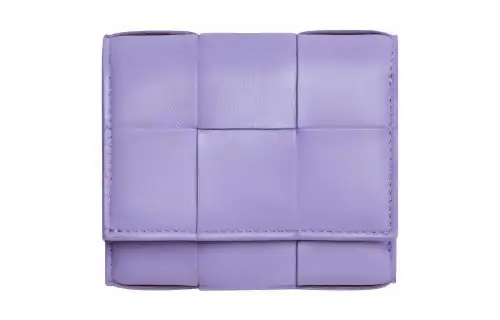 Bottega Veneta Sheepskin With Cow Leather Wallet Small Women's Wisteria Purple
