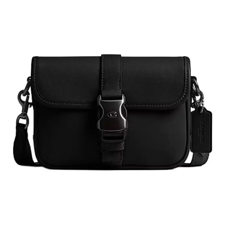 COACH League Smooth Leather Shoulder Bag, Crossbody Bag Small Women's Black
