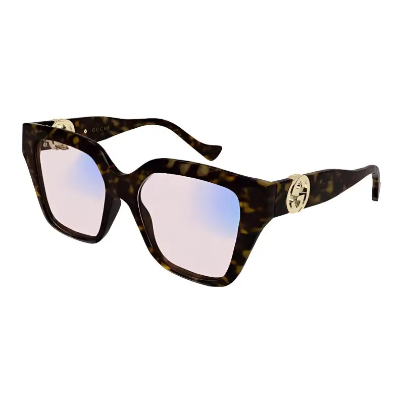 GUCCI Brown Plate Irregular Shape Sunglasses Unisex