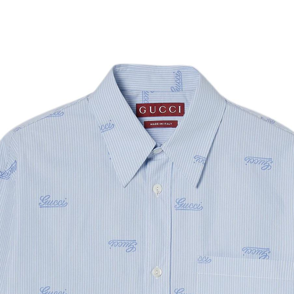 Мужская рубашка Gucci SS25 Logo (голубая) — фото 5