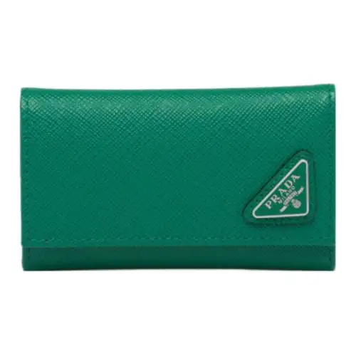 PRADA Saffiano Leather Key Pouch Men's Green