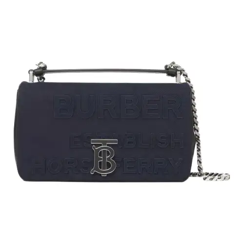 Burberry Cotton Linen Blend Canvas Bag, Lola Bag, Shoulder Bag, Crossbody Bag Small Women's Marine Blue