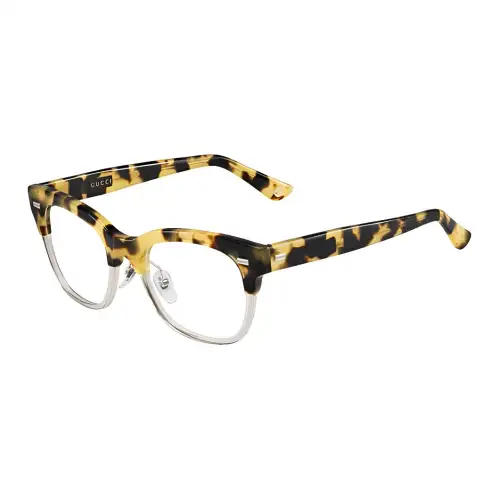 GUCCI Plate Frame Oval Prescription Glasses Unisex Yellow