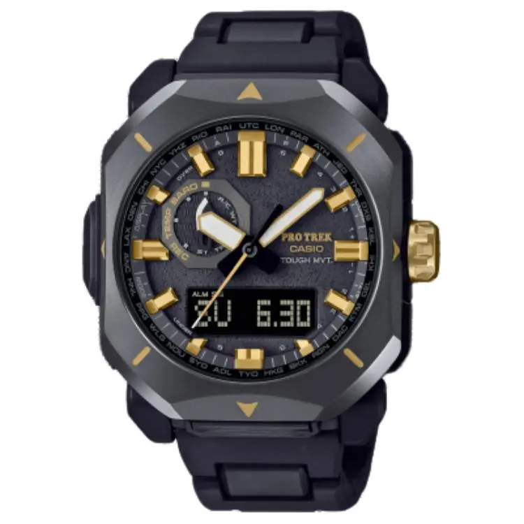 CASIO PRW 6900 ['100', 301050]m Waterproof Solar Quartz Movement Resin Stainless Steel Strap Watch