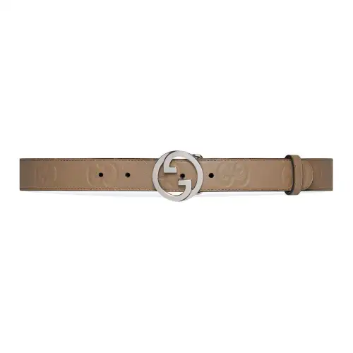 GUCCI Blondie Leather Belts Women's Light Brown