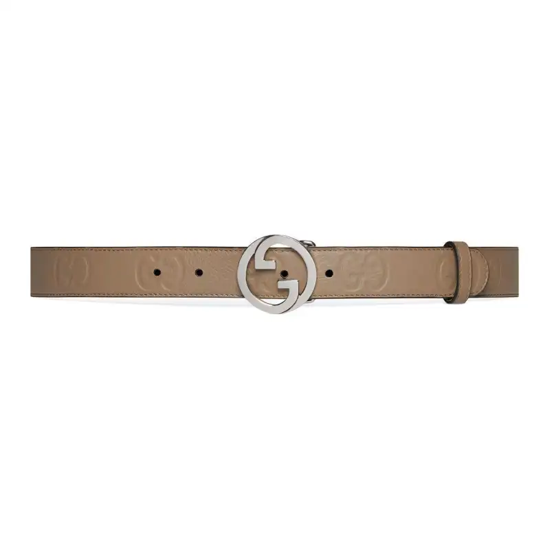 GUCCI Blondie Leather Belts Women's Light Brown