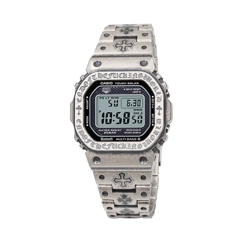 CASIO Custom Collection GMW B5000D 1 Solar Movement Metal Strap Watch Unisex Gray Dial