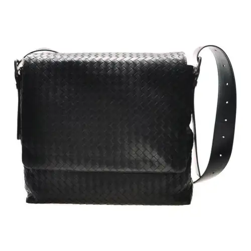 Bottega Veneta Lambskin Shoulder Bag, Crossbody Bag Men's Black