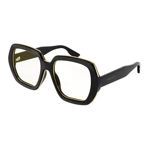 GUCCI Irregular Shape Eyeglass Frames Unisex Black