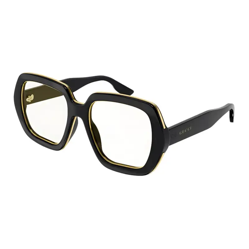 GUCCI Irregular Shape Eyeglass Frames Unisex Black