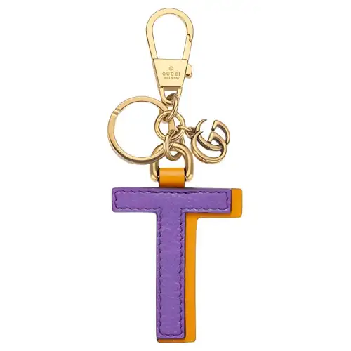 GUCCI Stainless Steel, Artificial Leather, Leather, Brass Keychains Unisex Purple