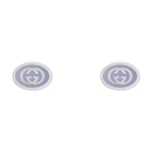 GUCCI GG 925 Sterling Silver Enamel Earrings Unisex Light Purple