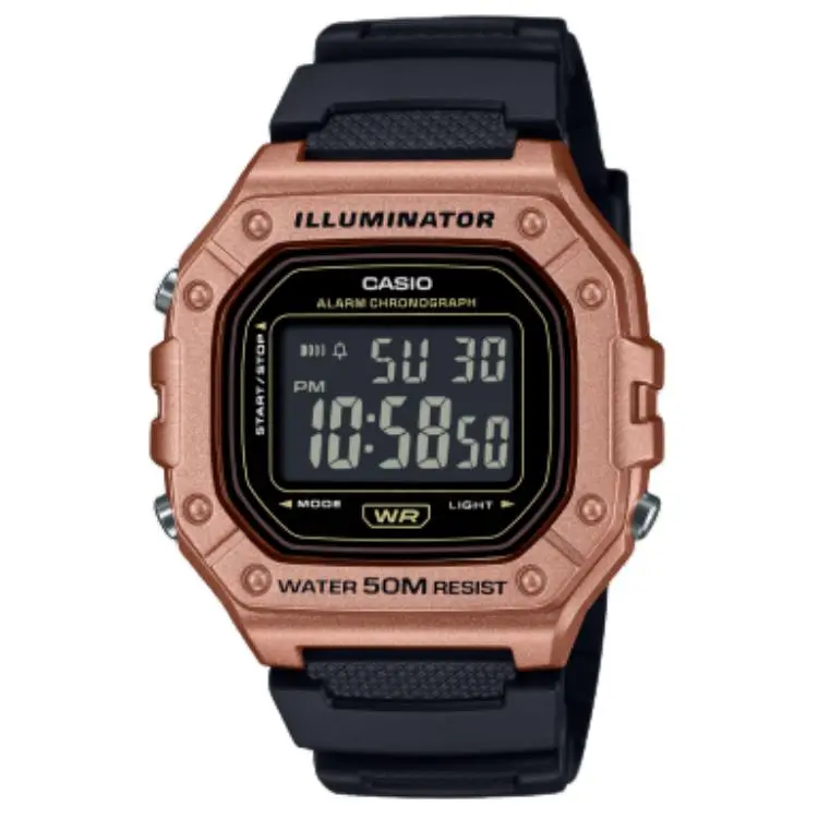 CASIO W 218 ['50', 149262]m Waterproof Quartz Movement Resin Strap Watch Unisex Black Dial