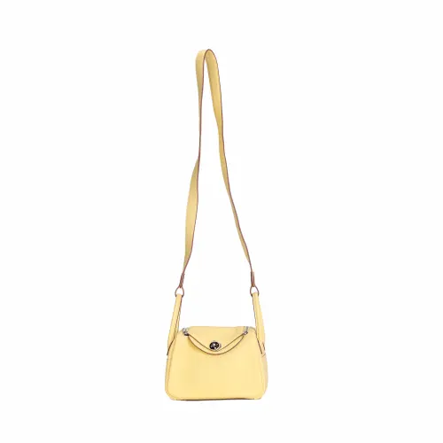 HERMES Lindy Taurillon Clemence Cow Leather Handbags 19 Women's 1Z Jaune Poussin Chick Yellow