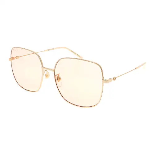 GUCCI Square Eyeglass Frames Unisex Gold