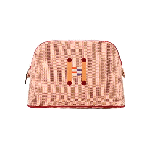 HERMES Bolide 100% Cotton Bowling Bag, Storage Bag Medium Size Women's Orange