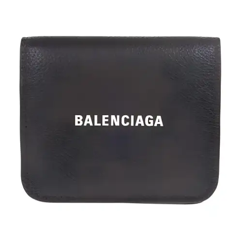 Balenciaga Luggage Collection Bifold Grain Leather Wallet Women's Black