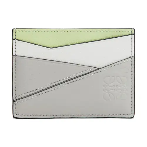 LOEWE Puzzle Cow Leather Card Holder Card Holder Women's Gray/Light Celadon