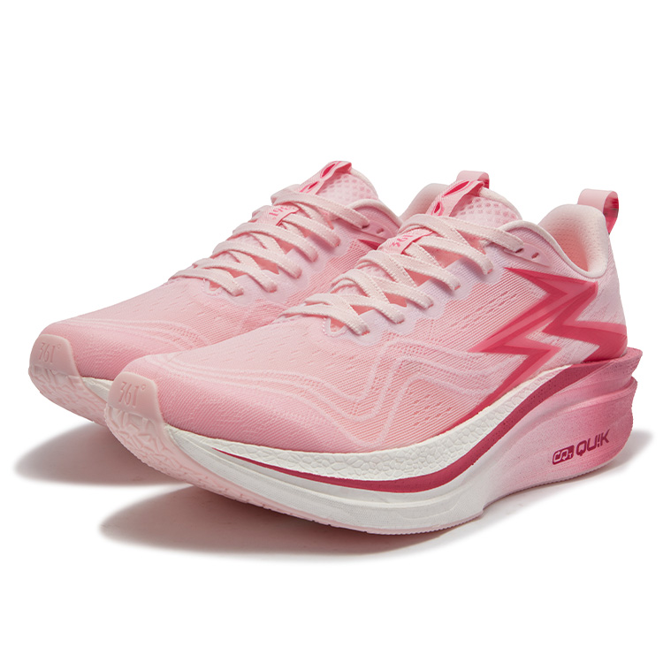 361° Flame 4 MIX Jacquard Low top Carbon Plate Training Sprint Racing Running Shoes Unisex White Pink