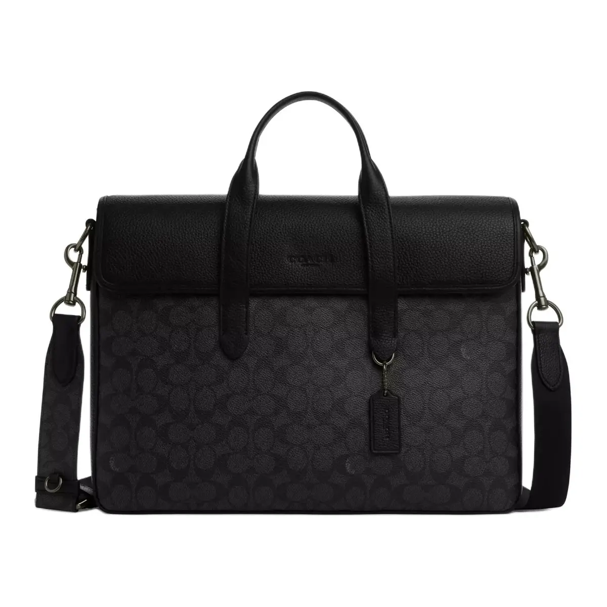 COACH Sullivan Coated Canvas With Leather Shoulder Bag, Crossbody Bag, Handbag Large Men's Black Gray