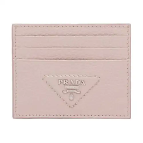 PRADA Leather Card Holder Women's Pink