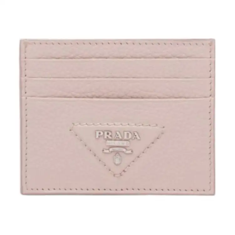 PRADA Leather Card Holder Women's Pink