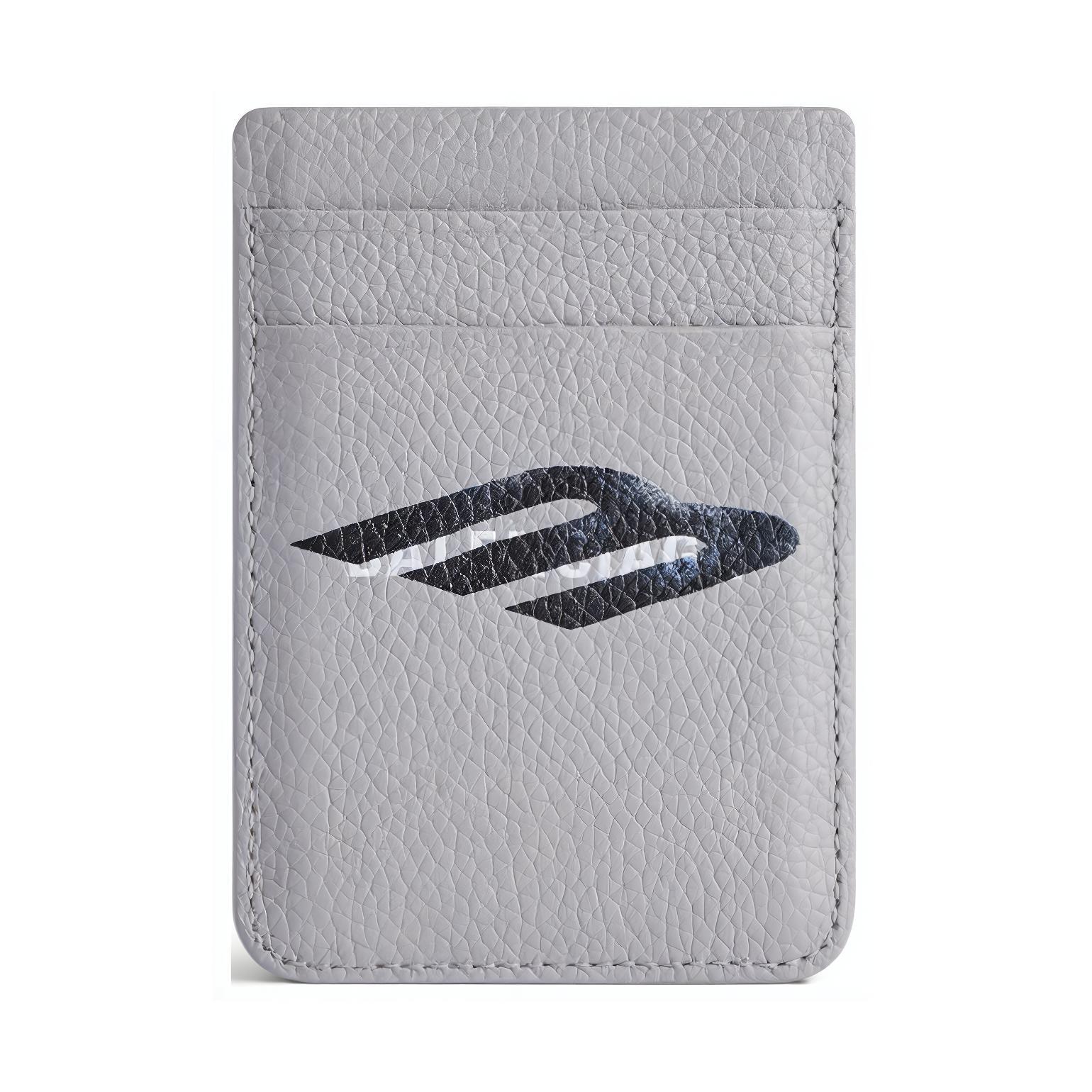 Balenciaga Cash Grained Calfskin Card Holder Men's Gray