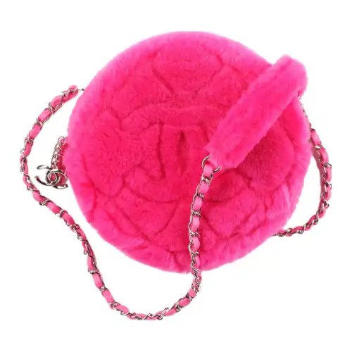CHANEL Shearling Sheepskin Camera Bag, Crossbody Bag, Shoulder Bag Women's Peach Pink