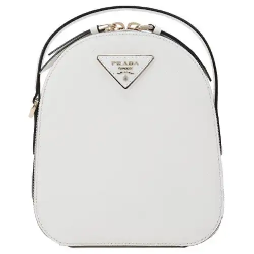 PRADA Zip Closure Cow Leather Backpack Women's White