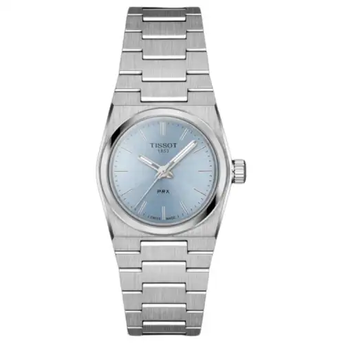 TISSOT Tissot, quartz waterproof women's watch, blue dial, case stainless steel, watch strap, quartz mechanism, 100meter, 25mm