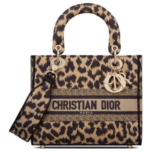 DIOR Embroidery One Shoulder Handbag Women's Beige