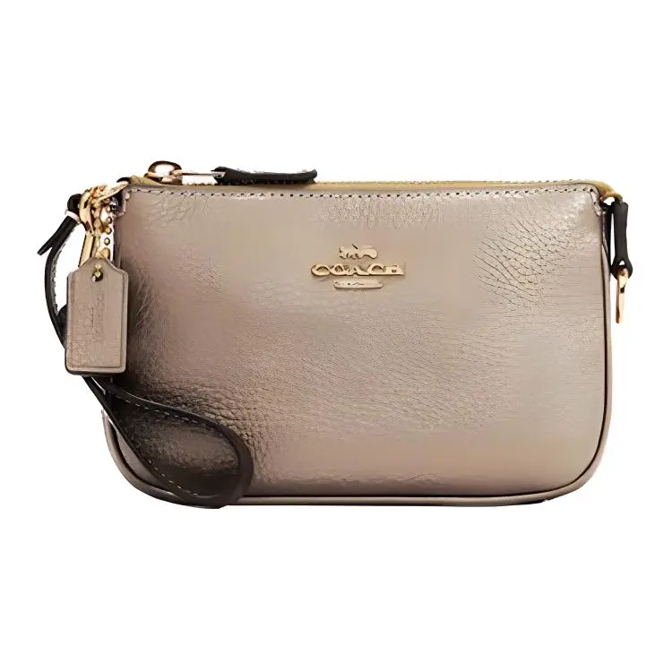 COACH Nolita Leather Pochette, Shoulder Bag Clutches Mini Women's Gold