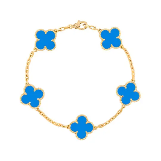 Van Cleef & Arpels 18K yellow gold Alhambra agate bracelet