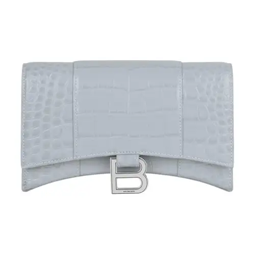 Balenciaga Hourglass Cow Leather Shoulder Bag, Crossbody Bag, Chain Wallet Women's Light Blue
