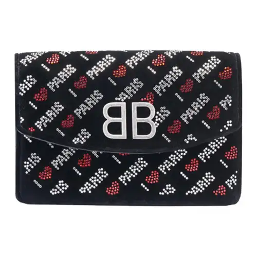 Balenciaga Velvet Crossbody Bag, Shoulder Bag Women's Black
