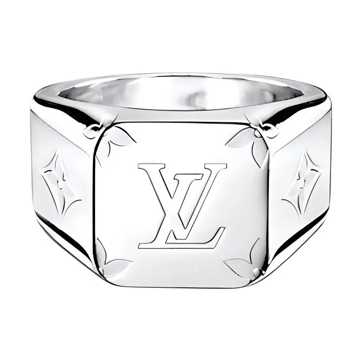 LOUIS VUITTON Signet Ring Engraved Monogram