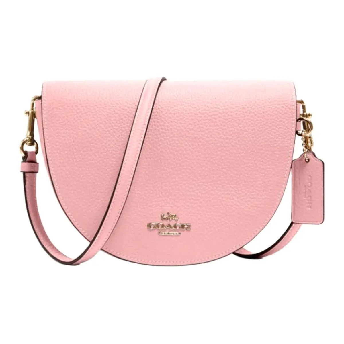 COACH Ellen Leather Flap Bag, Shoulder Bag, Saddle Bag, Crossbody Bag Women's Cherry Blossom Pink