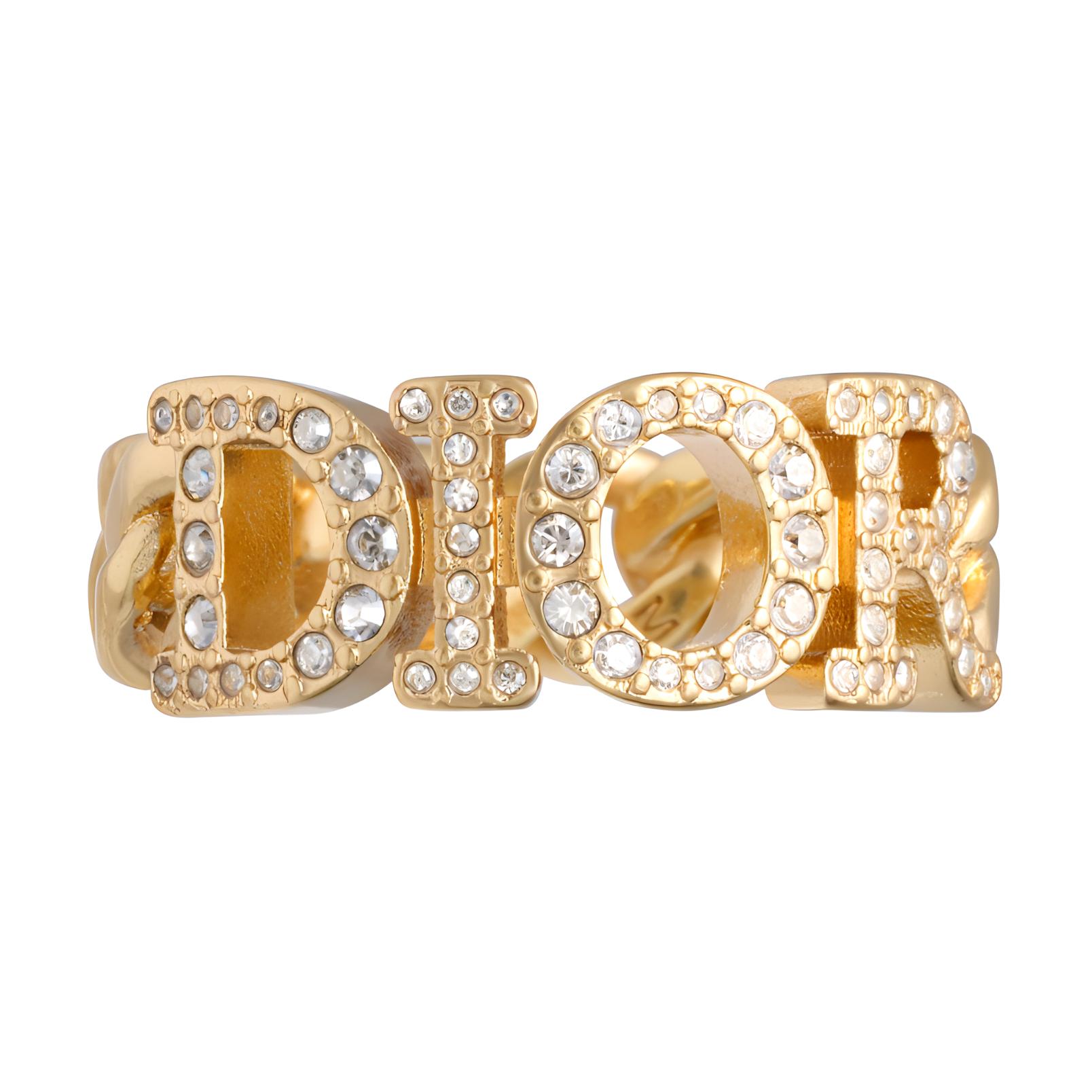 Женское кольцо Dior DIO(R)EVOLUTION logo (серебристое с кристаллами) — фото 2