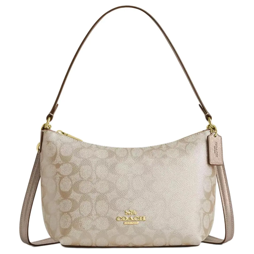 COACH Coated Canvas Portable Crossbody Bag, Shoulder Bag Small Women's Champagne Gold