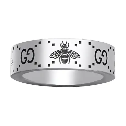 GUCCI Gg And Bee Engraved Wide Ring