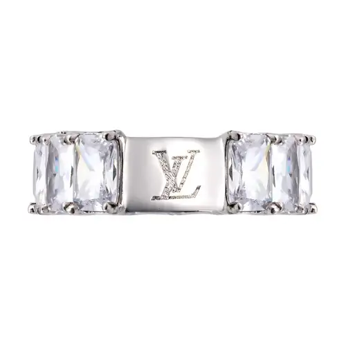 LOUIS VUITTON Zircon Rings Unisex Silver