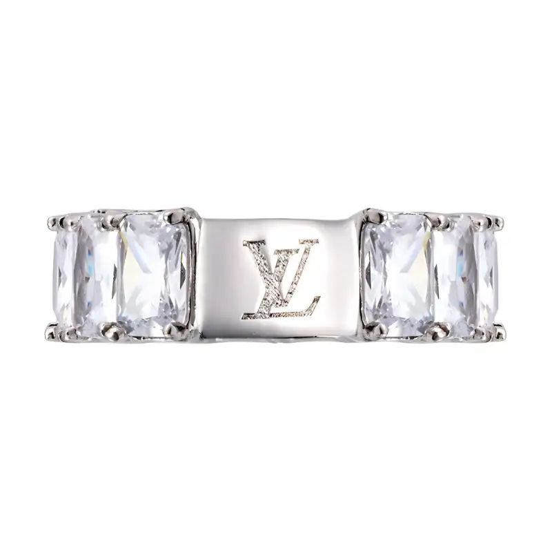 LOUIS VUITTON Zircon Rings Unisex Silver