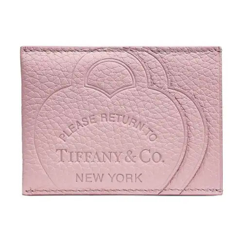 TIFFANY & CO. Return To Tiffany Collection Taurillon Leather Card Holder Women's Crystal Pink