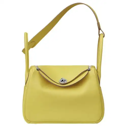 HERMES Lindy Evercolor Calfskin Handbag Regular 26 Women's 9R Lime Lemon