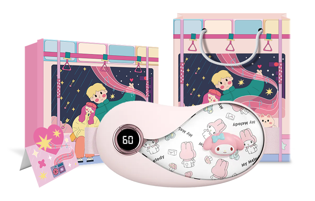 Sanrio Sanrio Kurome Melody Magic Five-level heating constant temperature massage LED display APP controllable and portable Cute and beautiful palace-warming belt to relieve menstrual stomach pain, universal for wives and girls during menstrual period GS77